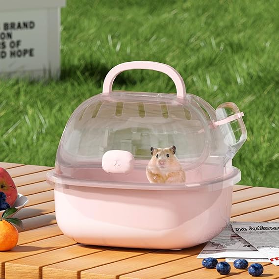 Small Animal Carrier Cage with Water Bottle, Portable Hamster Travel Case