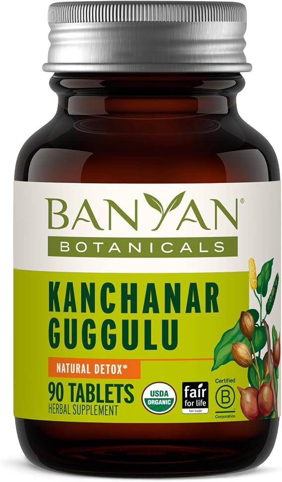 Banyan Botanicals Kanchanar Guggulu Tablets Organic Lymph Supplement with Guggulu Resin Promotes the Healthy Elimination of Natural Toxins* 90 Tablets Non-GMO Sustainably Sourced Vegan
