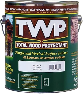 TWP 203 Gold Shake and Shingle Sealant - Professional Strength, Deep Penetrating Wood Protectant, UV & Water Resistant, Easy Apply - 1 Gallon