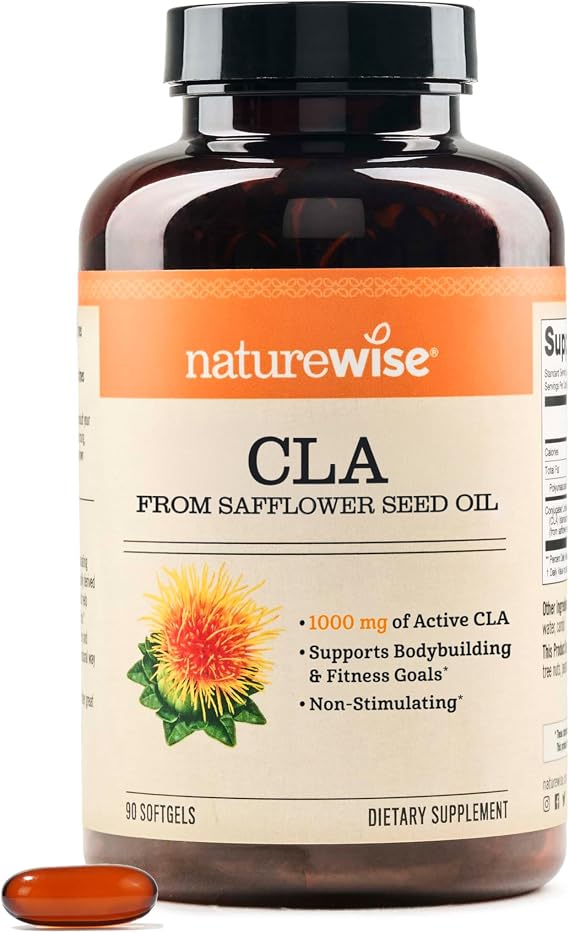 NatureWise CLA 1250 - Conjugated Linoleic Acid Supplement for Women and Men, Not Stimulating, Supports Healthy Weight, Fitness Goals - Non-GMO, Gluten Free - 90 Softgels[1-Month Supply]