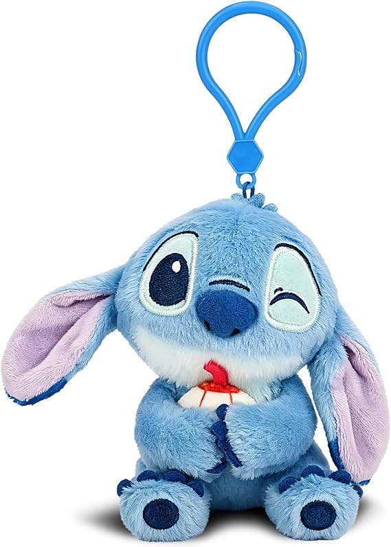 MINISO Disney Stitch Plush Keychain, Cute Beaded Lanyard Cartoon Character Bag Charm, Plush Doll Key Pendant Gift for Fans