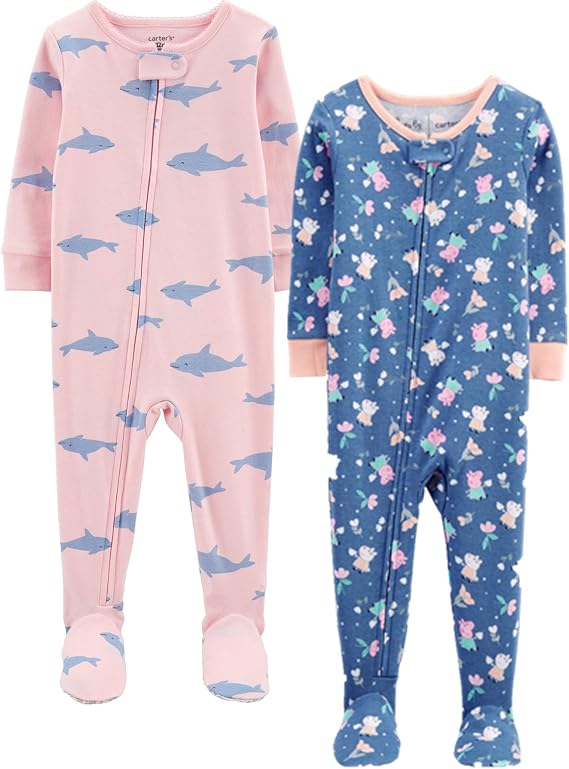 Carter's baby-girls 2-pack Cotton Footed Pajamas