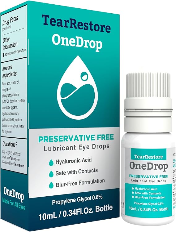 TearRestore OneDrop Preservative Free Eye Drops for Severe Dry Eye Relief