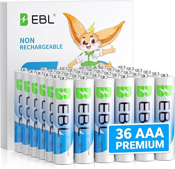 EBL AAA Batteries 36 Count 1.5V, 400 Days Use for Remotes, Non-Rechargeable