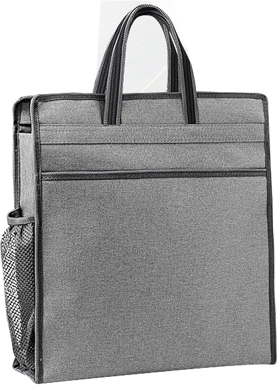 Oxford Zippered Document Bag with Handle File Tote Bag Pouch for Carrying Paper Files Books Filing Folder 1 Pack (Gray)