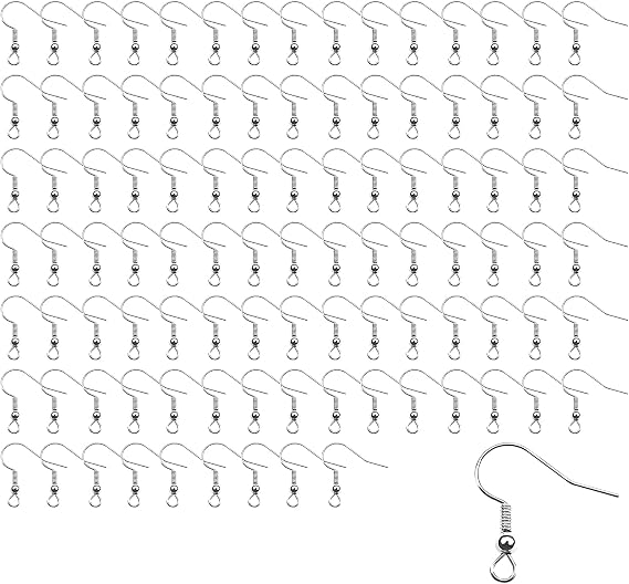 100 Pcs Sterling Silver Earring Hooks Hypoallergenic French Ear Wires DIY