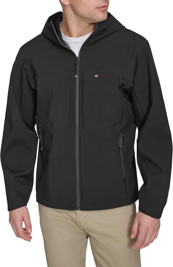 Tommy Hilfiger Mens Soft Shell Hooded Raincoat