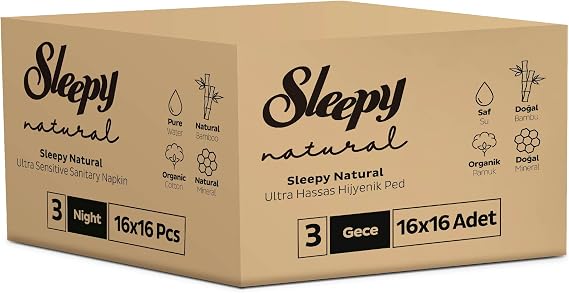 Sleepy Natural Ultra Hassas Hijyenik Ped Gece 16x16 (256 Adet)