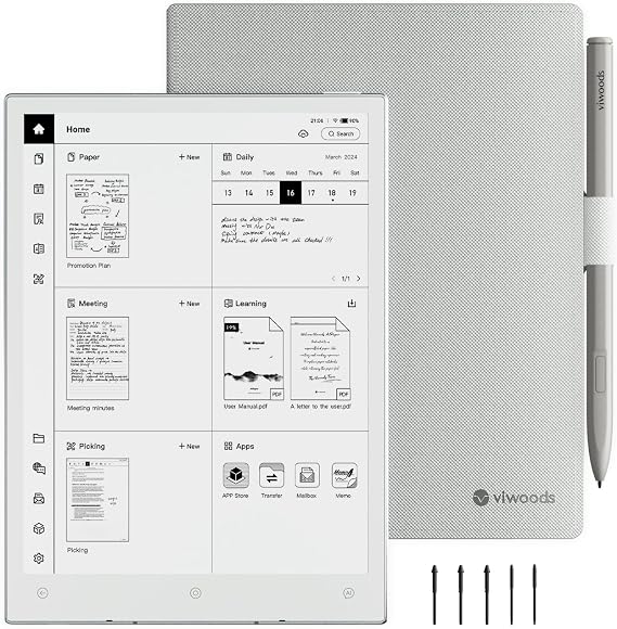 VIWOODS 8.2" AiPaper Mini AI E Ink Tablet, Portable Digital Notebook for Reading, Light Notes & Thinking, Electronic Notebook with Pen, Adjustable Front Light, 128GB