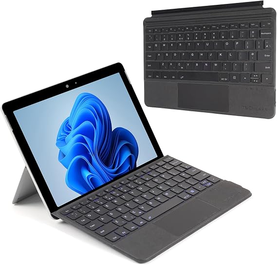TECHGEAR Surface Go Keyboard for Microsoft Surface Go 1 2 3 4, Slim Wireless Bluetooth Keyboard Type Cover, 7 Color Backlight, Precision Multi-Touch Trackpad/Touchpad, QWERTY