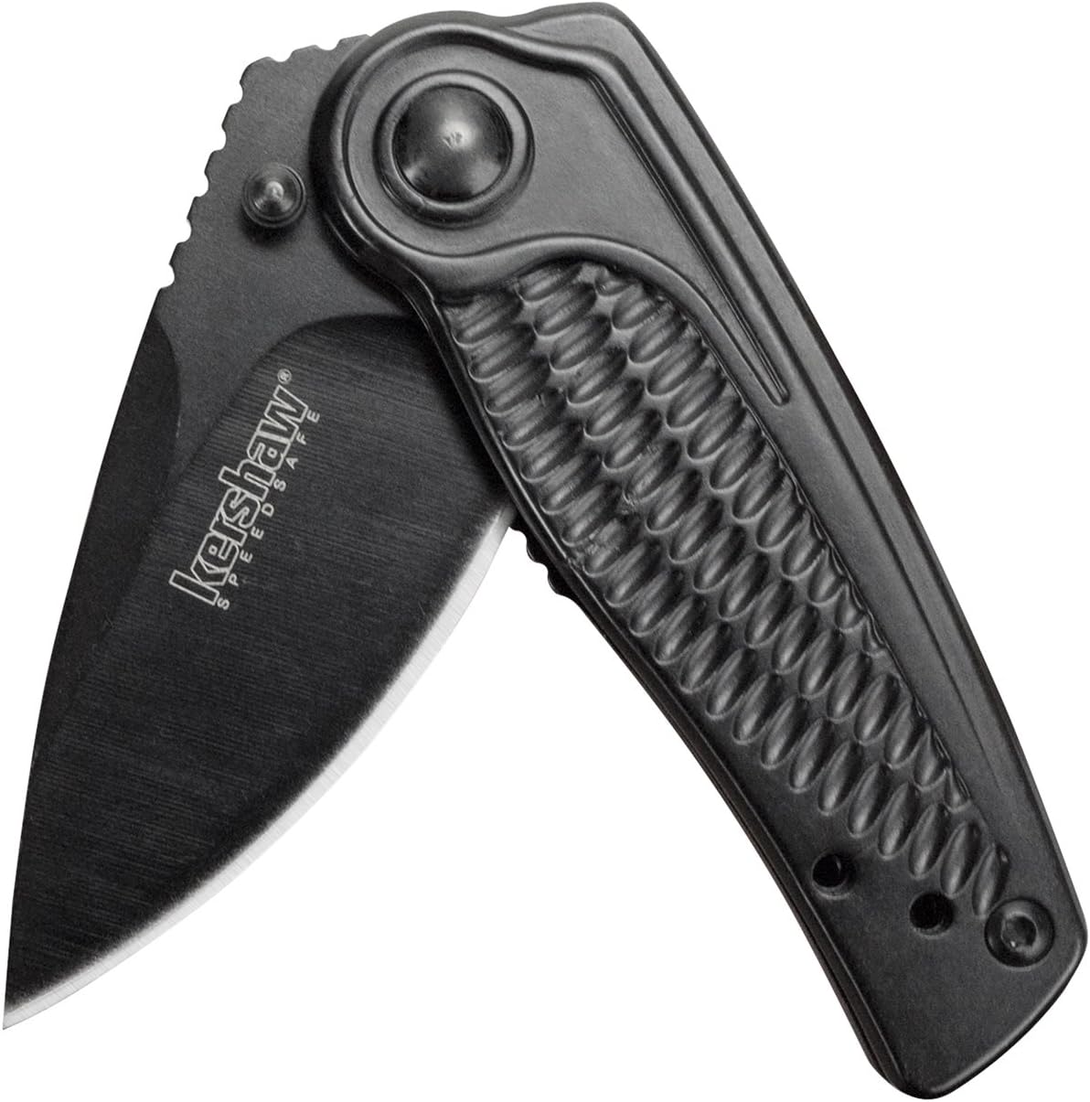 Kershaw Spoke Pocket Knife, 2 4Cr14 Steel Blade with BlackWash Coatin, Compact Assisted-Opening EDC