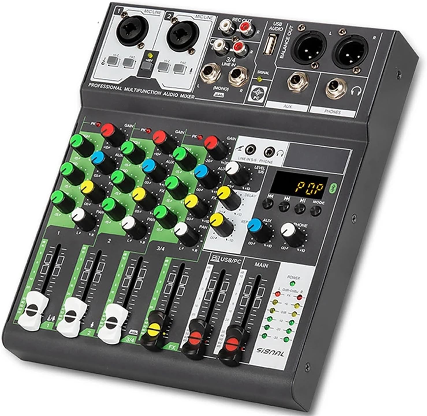 Professional Sound Mixing Console USB Record Computer 48V Phantom Power Delay Repaeat Effect 4 Channel Au-dio Mixer for Professional DJs