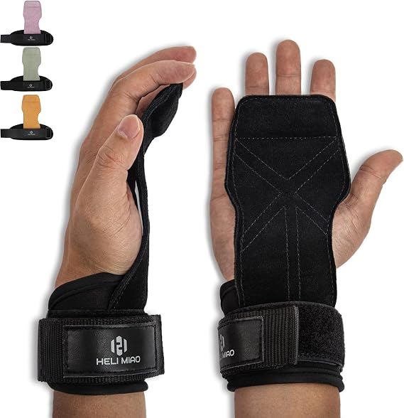 Power Lifting Straps Strength Training with Non-Slip Seals Leather Lifting Aid Wrist Brace for Bodybuilding, Fitness, Crossfit, Strength Training, Powerlifting - Lifting Straps for Men and Women