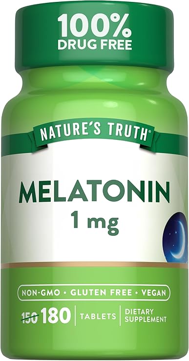 Nature's Truth Melatonin 1 mg | 180 Tablets | 100% Drug Free