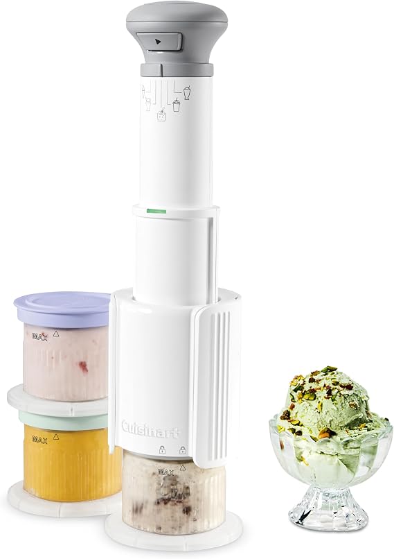 Cuisinart Ice Cream Maker, 5-in-1, 3 Half-Pint Mixing Cups | Compact ice cream maker machine for milkshakes, slushies & sorbets with 5 preset programs & dishwasher-safe cups, ICE-FD10