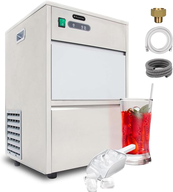 Whynter Freestanding Ice Maker, 44 Pound, Stainless Steel, FIM-450HS | Energy Efficient Operation, Fresh Ice at Home for Everyday Use, Trusted Whynter Quality and Dependable Performance