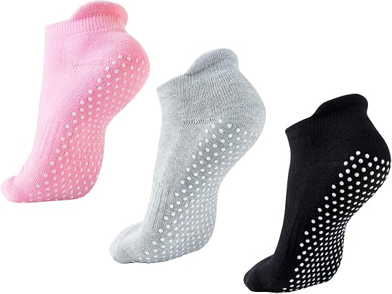 Grip Non Skid Anti Slip Socks for Women and Men,3 Pairs Unisex Socks for Yoga Home Workout Barre Pilates Pregnancy