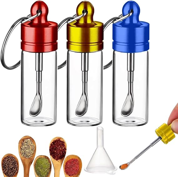 3pcs Storage Bottle for Outdoor Kit with Tiny Spoon, 18 * 58mm