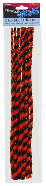 Darice Chenille Stems - 8mm - Orange/Black Twist - 12 Pieces