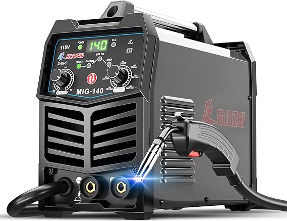 GZ GUOZHI 140A MIG Welder, 3 in 1 Welder FLUX MIG/ARC/Lift TIG Multi-Process Mig Welder, 110V IGBT Inverter Gasless Welder, Welding Machine 110v Flux Core Welder with Welding Gun.
