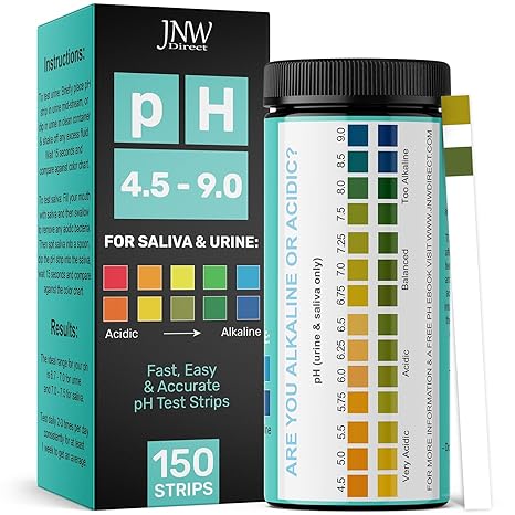 pH Test Strips for Urine and Saliva - 150 Litmus Paper Strips | Includes 150 pH test strips with a 4.5 to 9.0 range for fast urine and saliva testing with an easy color chart.