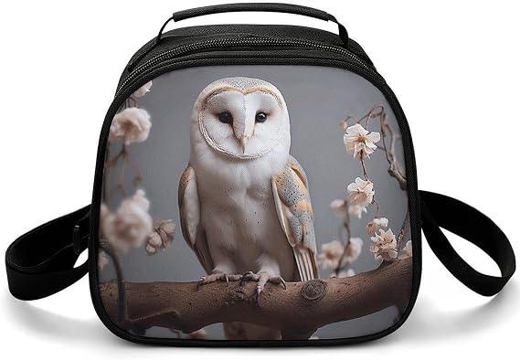 Lunch Box Lunchbag for Women Men Leakproof Cooler Tote Bags A Small White Barn Owl Insulated Lunchbox Reusable Cute Lunch Pail Bag Cooler Lunch Container for Work Picnic Travel