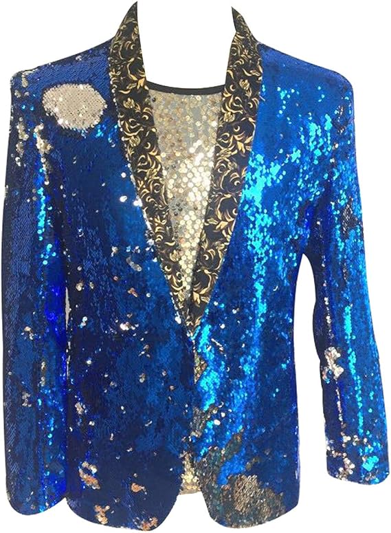 HBDesign Men 1 Piece Without Button Fashion Shiny Sequins Jackets
