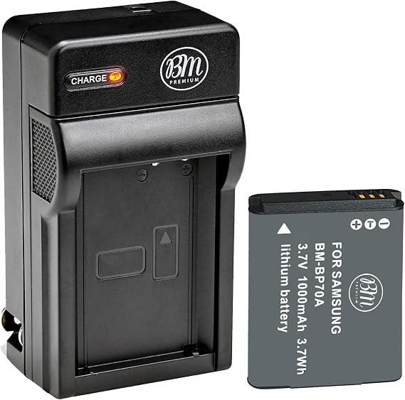 BM BP-70A, BP70 Battery and Charger for Samsung DV150F PL120 PL170, PL200, SL50, SL600, SL605, SL630, ST65, ST66, ST76, ST80, ST90, ST95, ST100, ST150F, ST700, TL105, TL110, TL205, WB30F, WB35F, WB50F