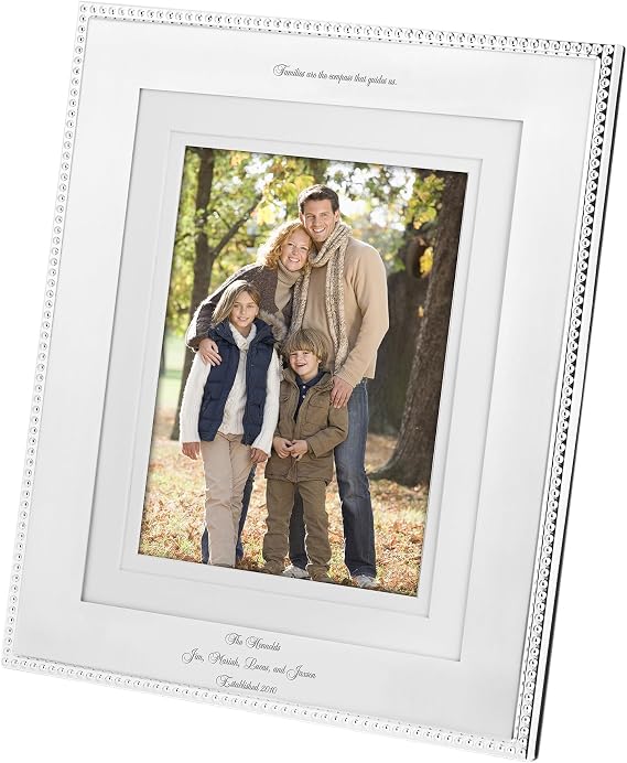 THINGS REMEMBERED Engraved Silver Beaded 8x10 Picture Frame- Vertical
