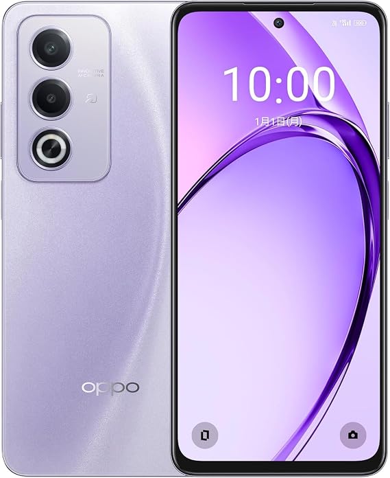 OPPO SIMフリースマートフォン OPPO A3 5Gスマートフォン、日本版、6.7インチLCDディスプレイ、50MPピクセル、120Hz、5100mAhバッテリー、45W急速充電、ドコモ/au/ソフトバンク/楽天モバイルネットワーク対応、FeliCa対応、側面指紋認証、顔認証、4GB RAM（8GB + 128GB ROMまで拡張可能、1TBまで拡張可能 紫, 4GB + 128GB