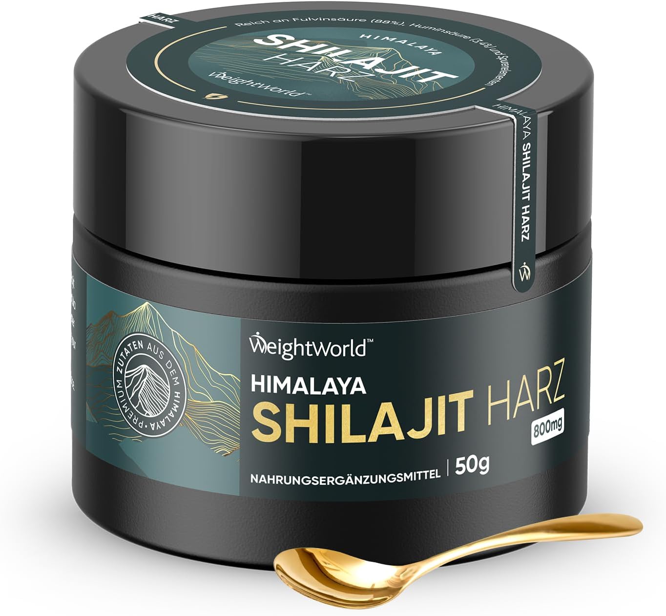 Shilajit Resin 50 g - 800 mg Himalaya Shilajit Original Resin with Ashwagandha Turmeric Black Musli Extract - Rich in Fulvic Acid 88% Humic Acid 3.4% and Trace Elements - WeightWorld