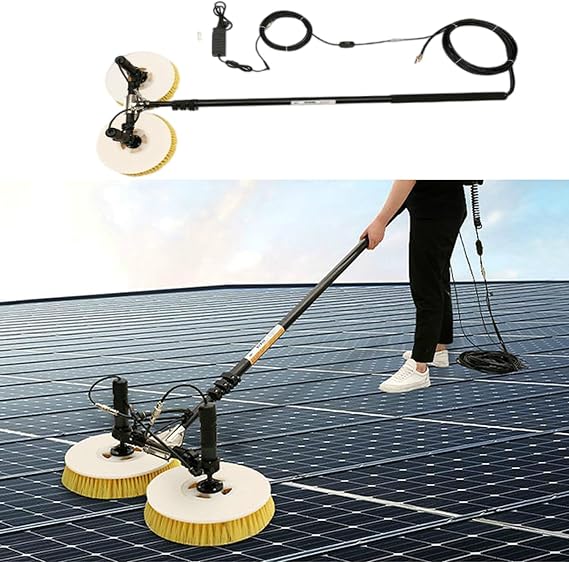 Solar Panel Cleaning Rotating Brush,Double Head Solar Cleaning Brush,Photovoltaic system cleaning device,Strong Cleaning Power and Wide Range,3.5m