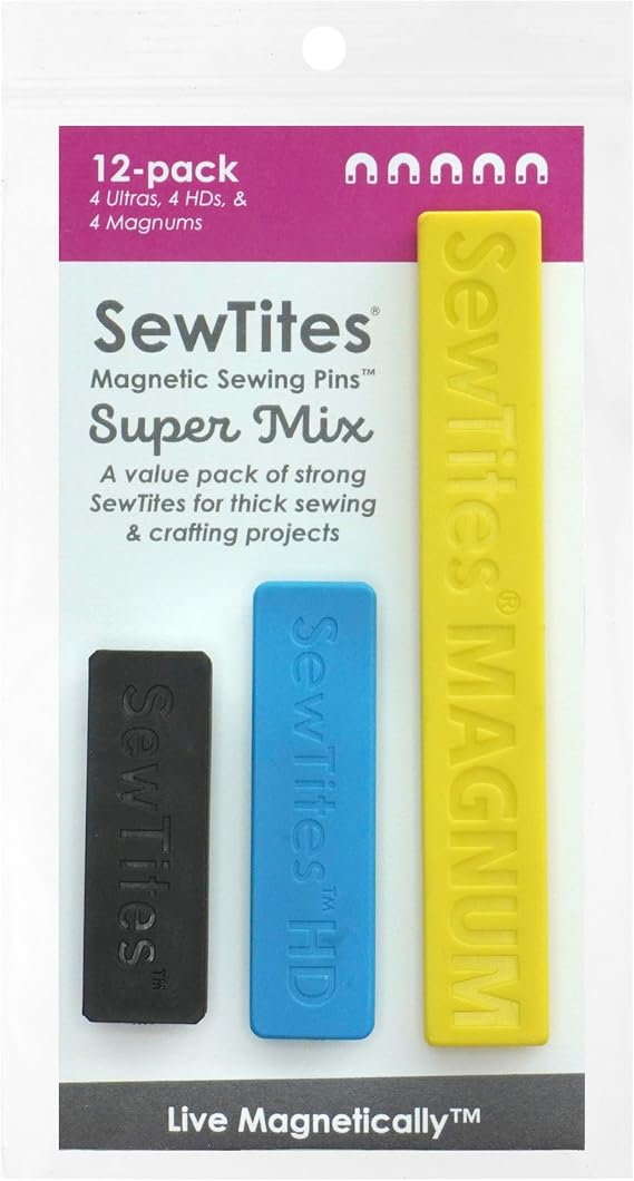 SewTites Super Mix - Maximum Strength Magnetic Sewing Pins (12 Pack)