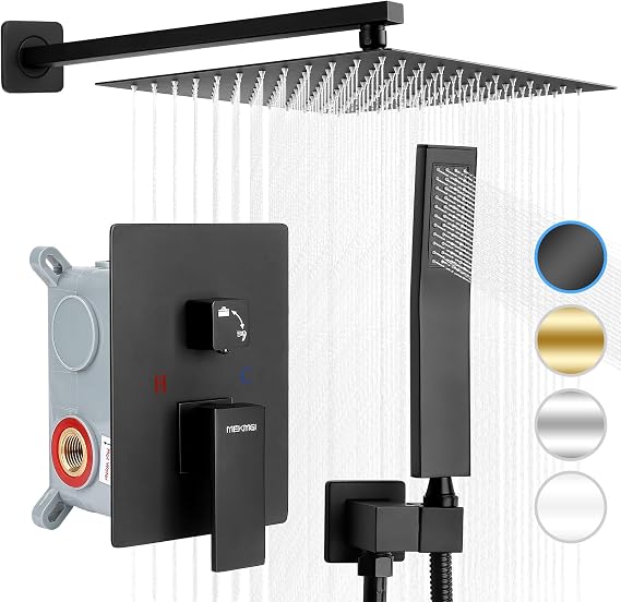 Shower System, Shower Faucet Set Complete 10 inch Shower Heads with Handheld Spray Combo, High Pressure Wall Mounted Rainfall Shower Head with Valve