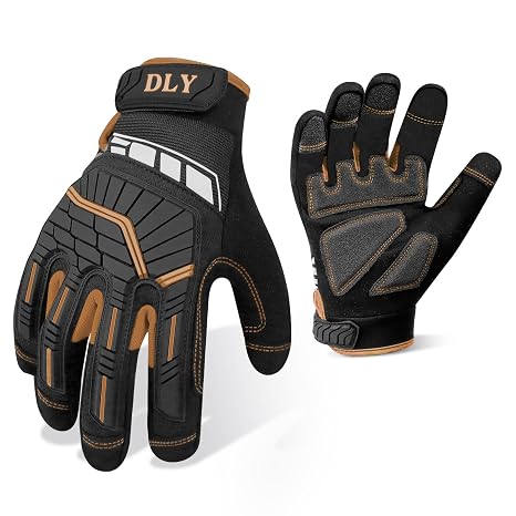 DLY Heavy Duty Mechanics Impact Protection Safety Work Gloves for Men | TPR anti-vibration shock absorption, reliable safety guard, wear resistant, soft comfortable, touch screen functional
