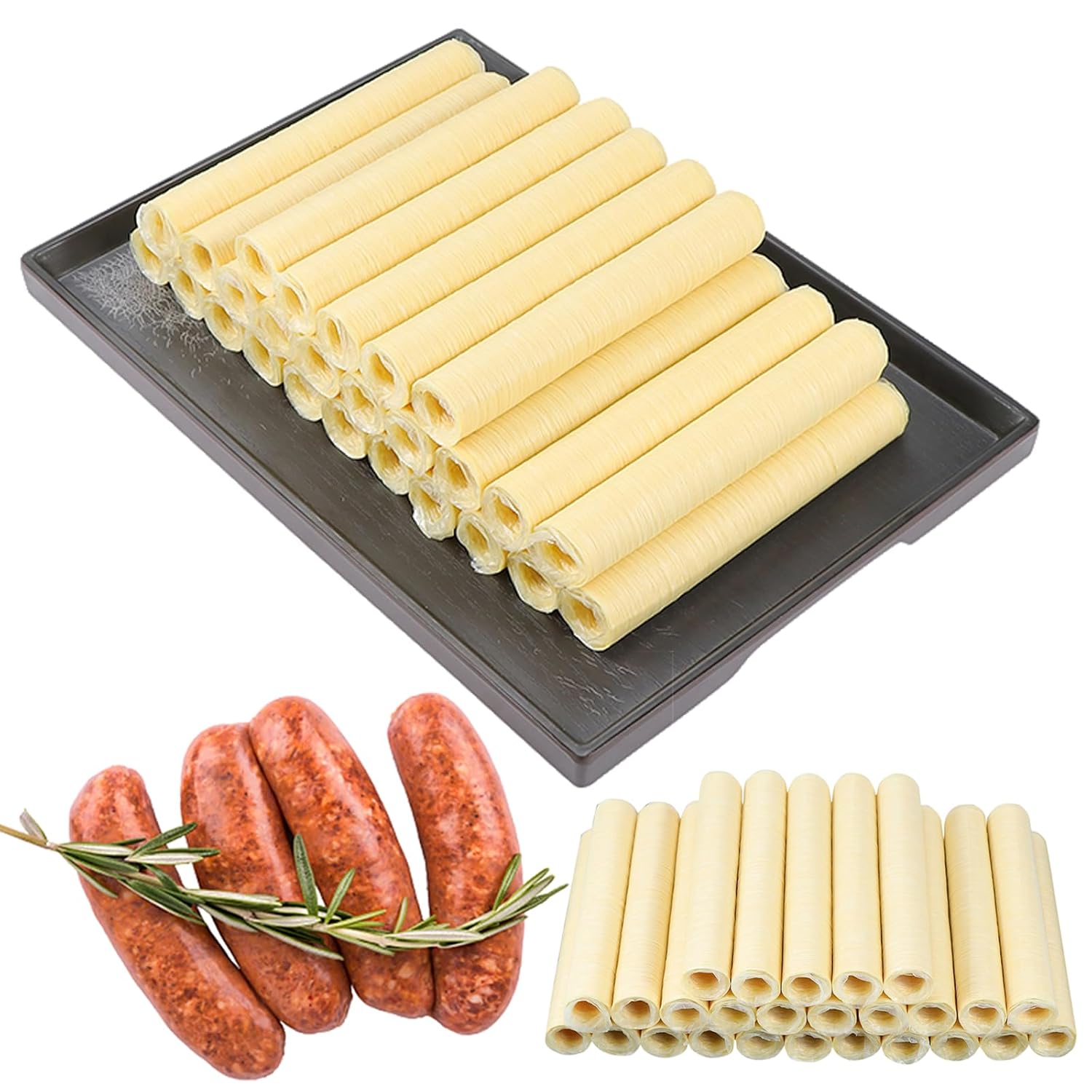 HAIKISS Edible Drying Sausage Casing, HALAL Collagen Sausage Casings for Most Delicious Sausage, Homemade Sausages Ham for Sausage Stuffer,14m46ft, Diameter 32mm,1 Roll