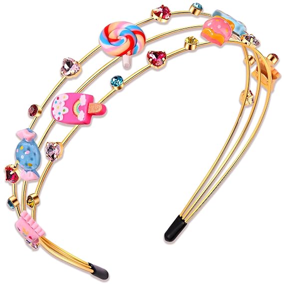 NVENF Candy Headband Costume Accessories Christmas Candy Cane Lollipop Headband Candyland Costume Halloween Holiday Christmas Outfits for Women Gifts (Pattern B)