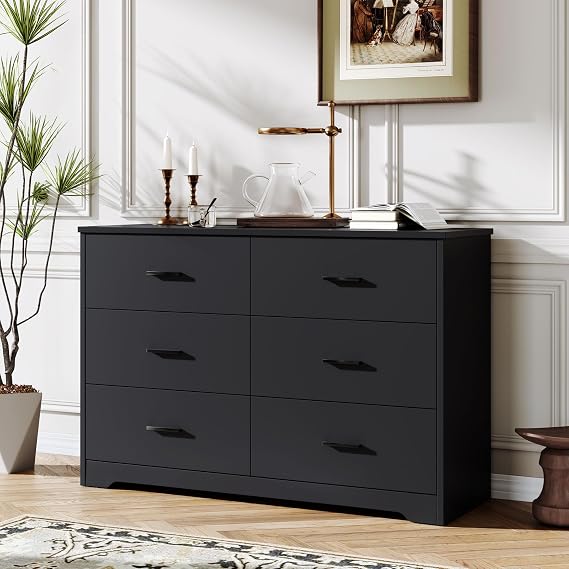 LIDYUK Black Dresser for Bedroom, 6 Drawer Dressers & Chests of Drawers