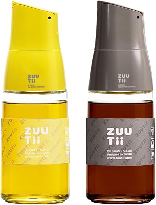 Zuutii Olive Oil Dispenser Drip Free Oil Dispenser Bottle for Kitchen Glass Oil and Vinegar Dispenser Set Olive Oil Bottle Cooking Oil Dispenser Soy Sauce Dispenser Oil Container Lemon YellowGray