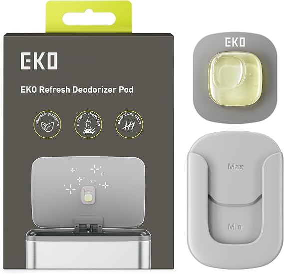 EKO Refresh Deodorizer Pod Kit, 1 Pod + 1 Refillable Holder | Plant-Based Odor Eliminator for Trash Can, Bathroom, Storage Long-Lasting 45 Days Air Freshener, Natural, Chemical-Free