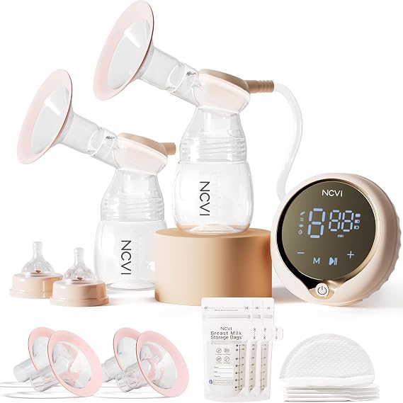 NCVI 8100 Double Electric Breast Pump, 24/28mm Flanges, LED Display