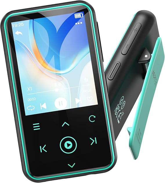 AGPTEK 64GB MP3 Player with Clip, 1.8 inch Bluetooth 5.3 Music Player with FM Radio, Voice Recorder for Sport Running, Supports up to 128GB Memory Card, Model: M2, Blue
