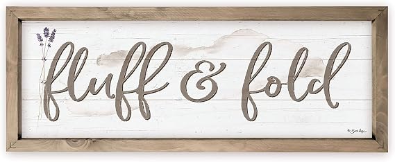 Fluff And Fold Laundry Rustic Wood Wall Sign With Frame 8x24