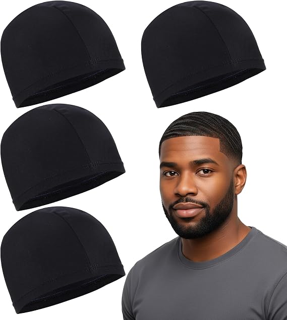 4 Pcs Wave Cap, Skull Cap for Men Silky Compression Stocking Caps