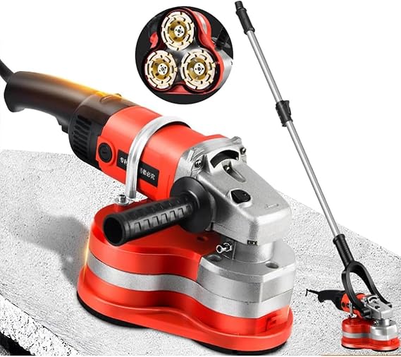 3-Head Concrete Grinder, Electric Diamond Polisher Machine, 8" Grinding Diameters 3PCS Diamond Grinding Wheels, 3800W Concrete Grinder for Polishing Stone Concrete Sur-face,Withextensionrod