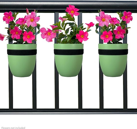 Railing Planter for Outdoor Plants (6-inch, 3-Pack) | Hanging Planter for Railings, Fence Posts | Balcony Wall Planter for Herbs, Flowers and Succulents | Made in The USA