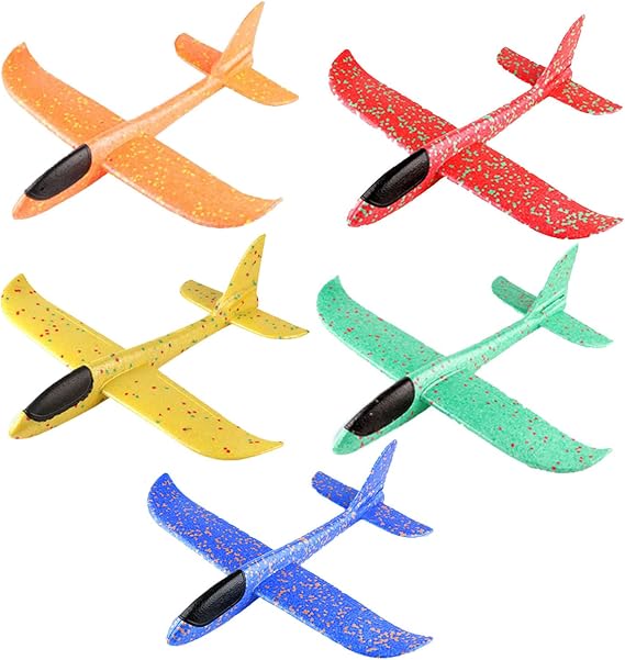 5/4/3/2 Pack Foam Glider Planes Flying, Large Throwing Foam Plane/Gliders with 2 Flight Mode, Manual Launch Epp Flying Aircraft Planes for Outdoor Sport Game, Birthday Gifts for Boy Girl (5Pcs)