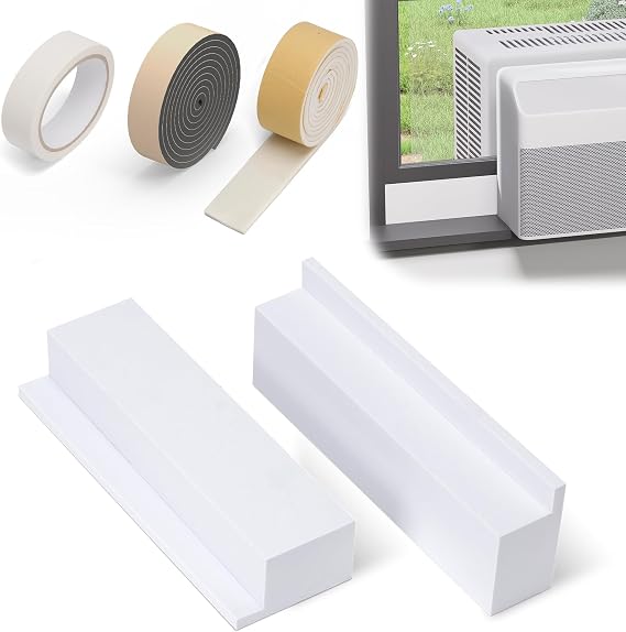 Insulation Foam Block for U Shape Window Air Conditioner, 2 Pack Window AC Side Foams with Weather Seal Strips, Prevent Cold Air Leakage, Compatible with Midea Window AC Unit