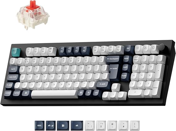Keychron Q5 Max Wireless Custom Mechanical Keyboard, 2.4 GHz Bluetooth QMK Full Aluminum 96% Layout RGB with Hot-swappable Gateron Red Linear Switch for Mac Windows Linux(UK Layout) - Black
