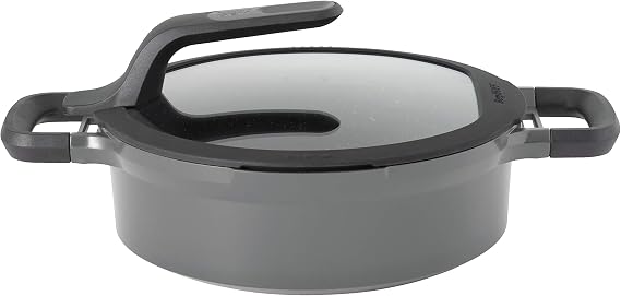 BergHOFF GEM Non-stick 2-Handle Saute Pan 10" 3.5qt., Glass Lid, Ferno-Green, Non-Toxic Coating, Stay-cool Handle, Induction Cooktop Ready